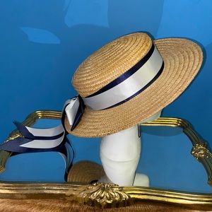 Vintage Straw Sun hat w/ Ribbon